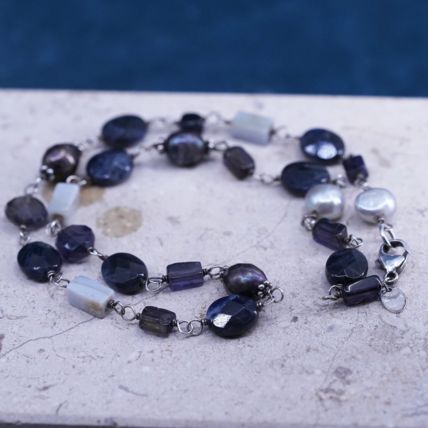 16”, Silpada Sterling Silver pearl agate beads Necklace N1800