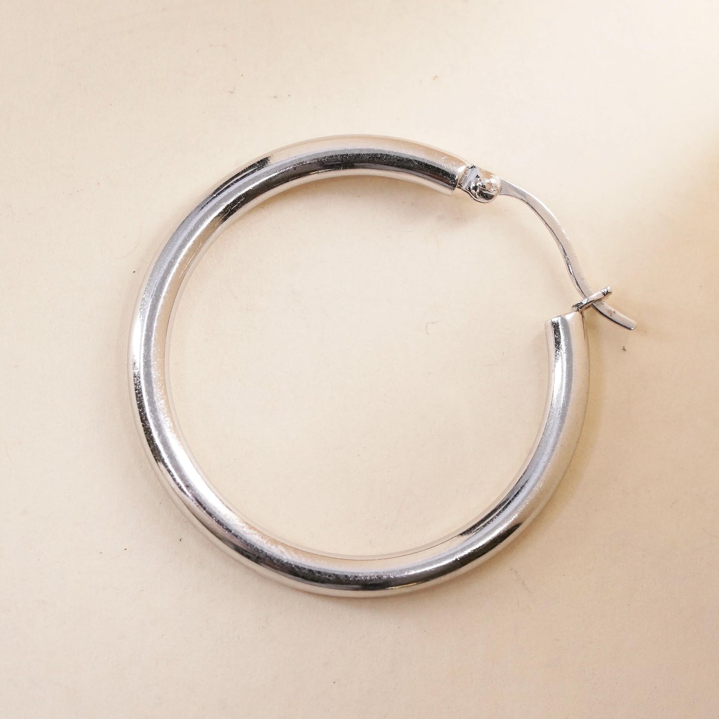 1.25", Vintage sterling silver loop single earring, bold minimalist hoop