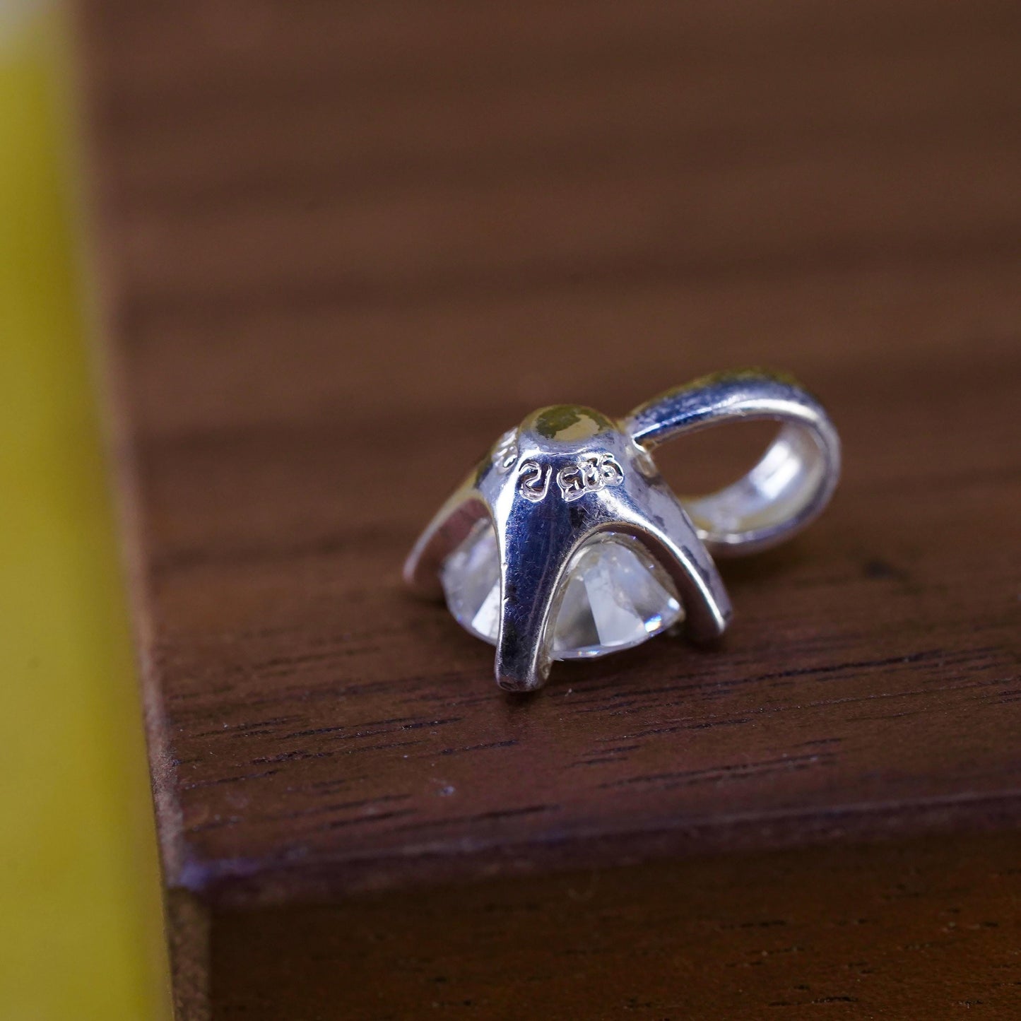 Vintage Sterling 925 silver handmade tiny pendant with cz