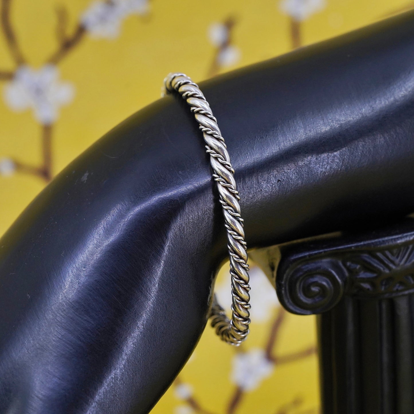 6.25”, Vintage Sterling silver handmade bracelet, 925 twisted cable cuff