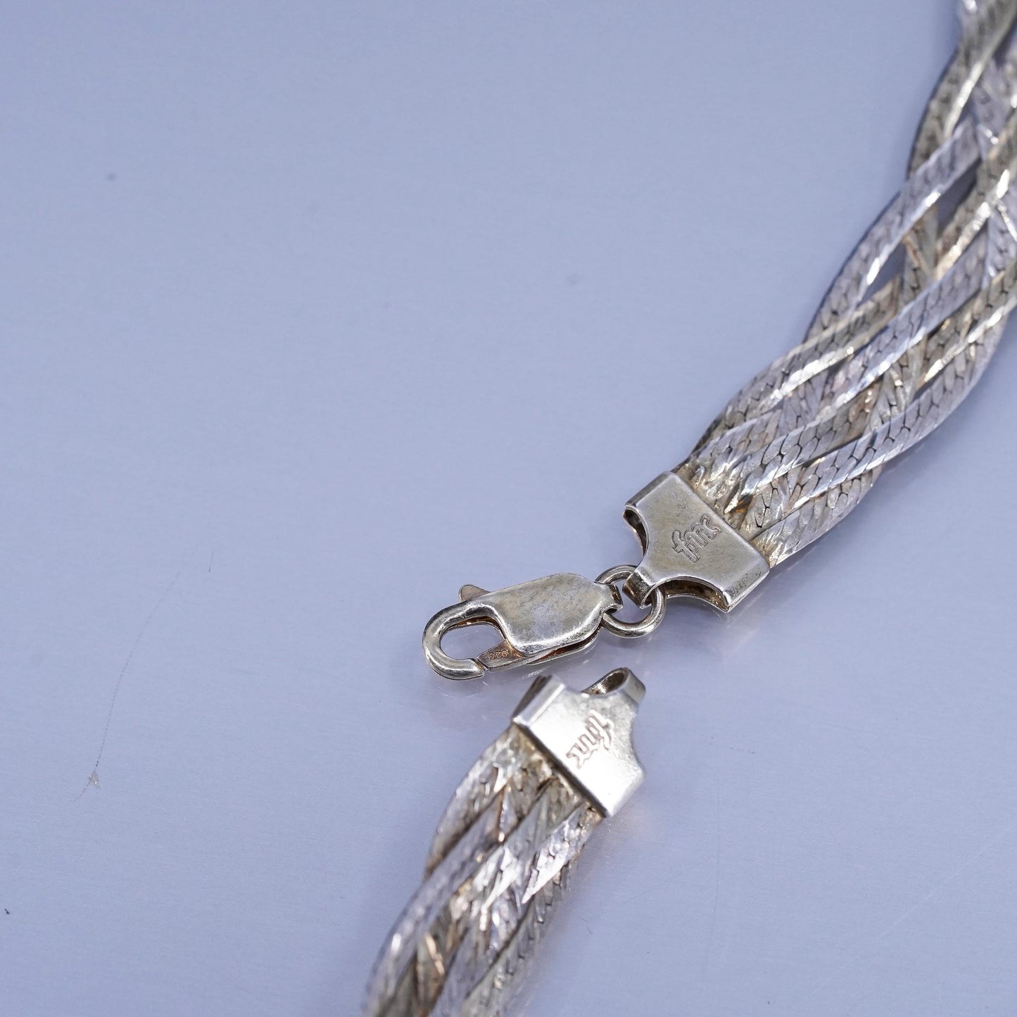 18” Italy vermeil gold Sterling 925 silver woven braided herringbone necklace