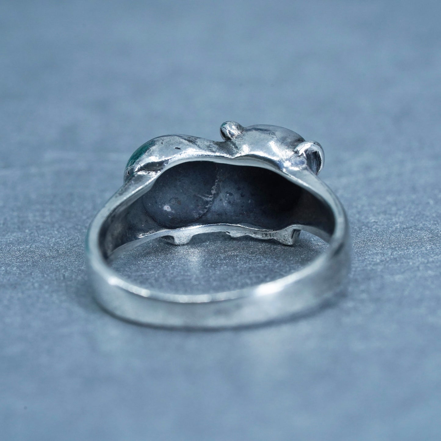 Size 9.25, vintage southwestern Sterling 925 silver handmade ring, pig band