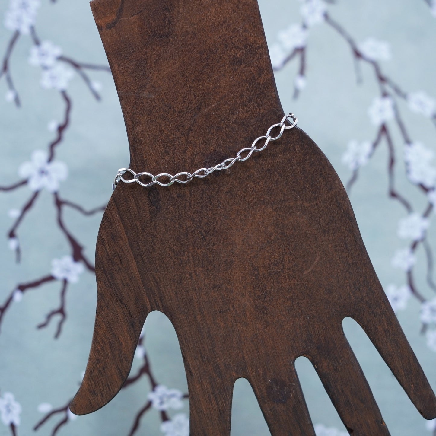 7”, 5mm, Vintage sterling 925 silver curb bracelet, stamped 925 Italy