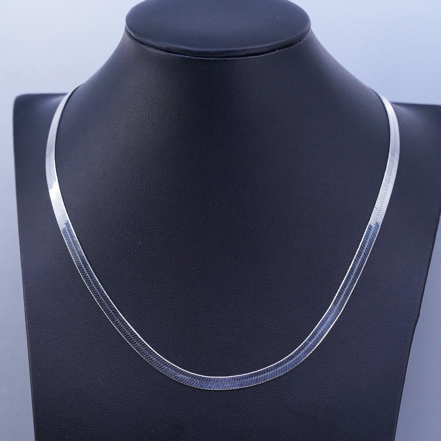 18” 6mm, vintage Italian Sterling 925 silver herringbone chain necklace