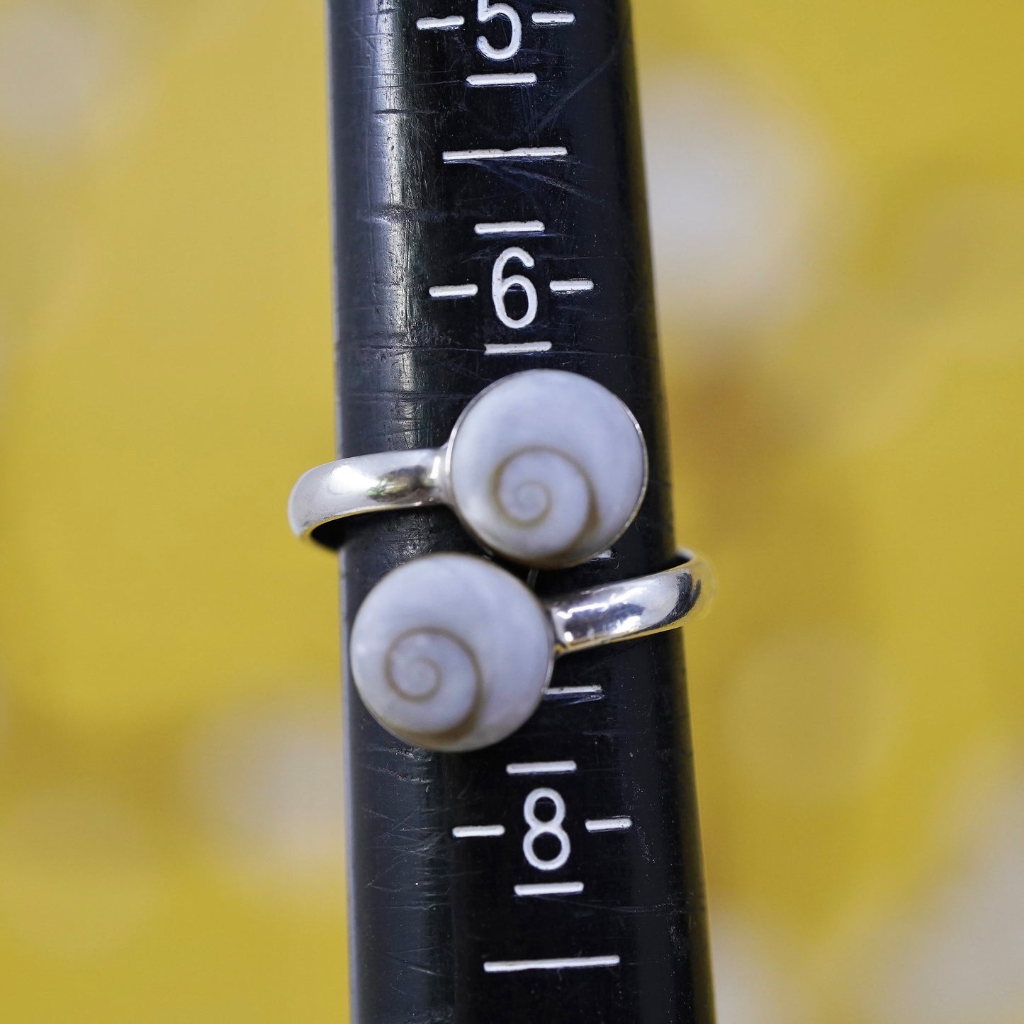 vintage Sterling 925 Silver Shiva eye wrap Ring | Mexican Jewelry, fossil shell