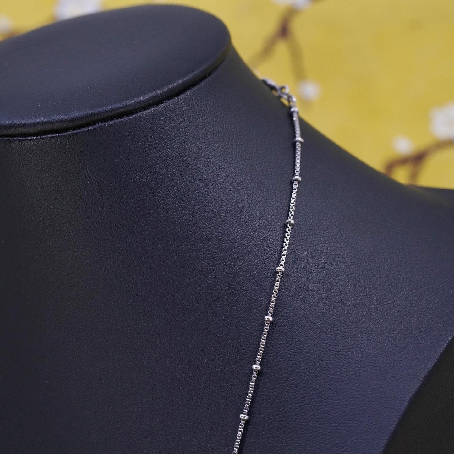 22” 1mm, vintage Sterling silver necklace, Italian 925 box chain with beads