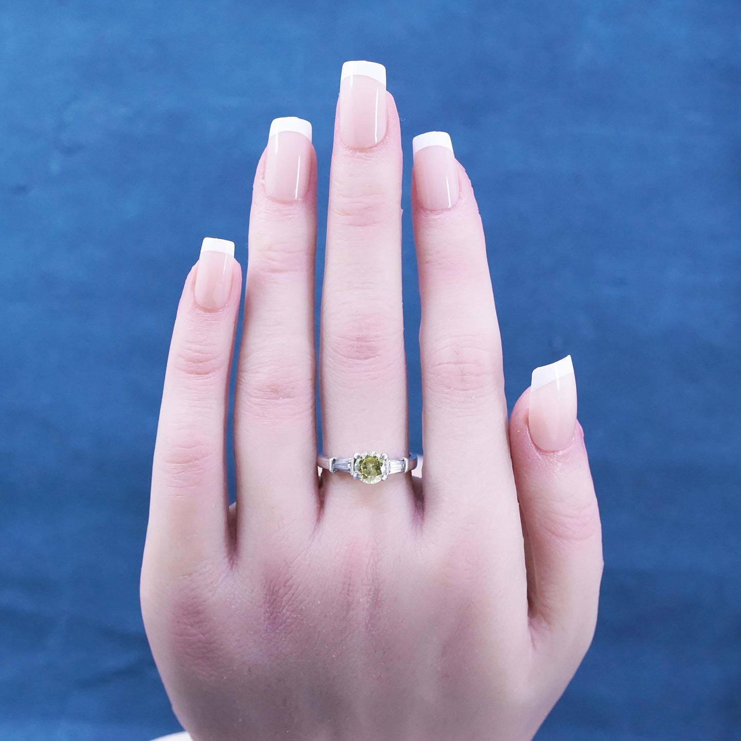 Size 7, vintage Sterling 925 silver ring with citrine and cz around