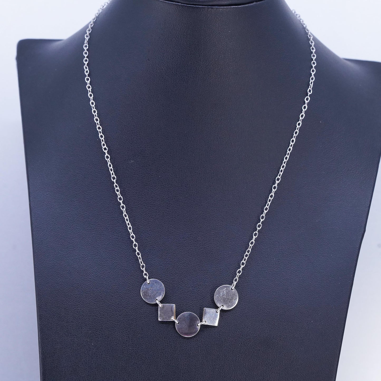 16" two tone Sterling 925 silver circle necklace 18K yellow gold accent pendant