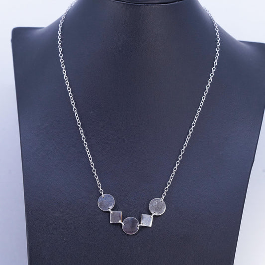 16" two tone Sterling 925 silver circle necklace 18K yellow gold accent pendant