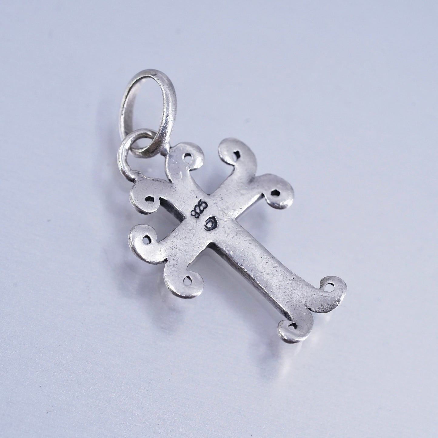 Vintage sterling 925 silver handmade cross charm pendant