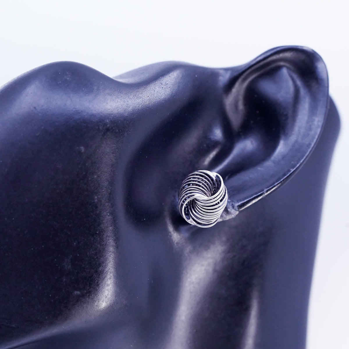 Vintage Sterling 925 silver earrings, wired entwined studs
