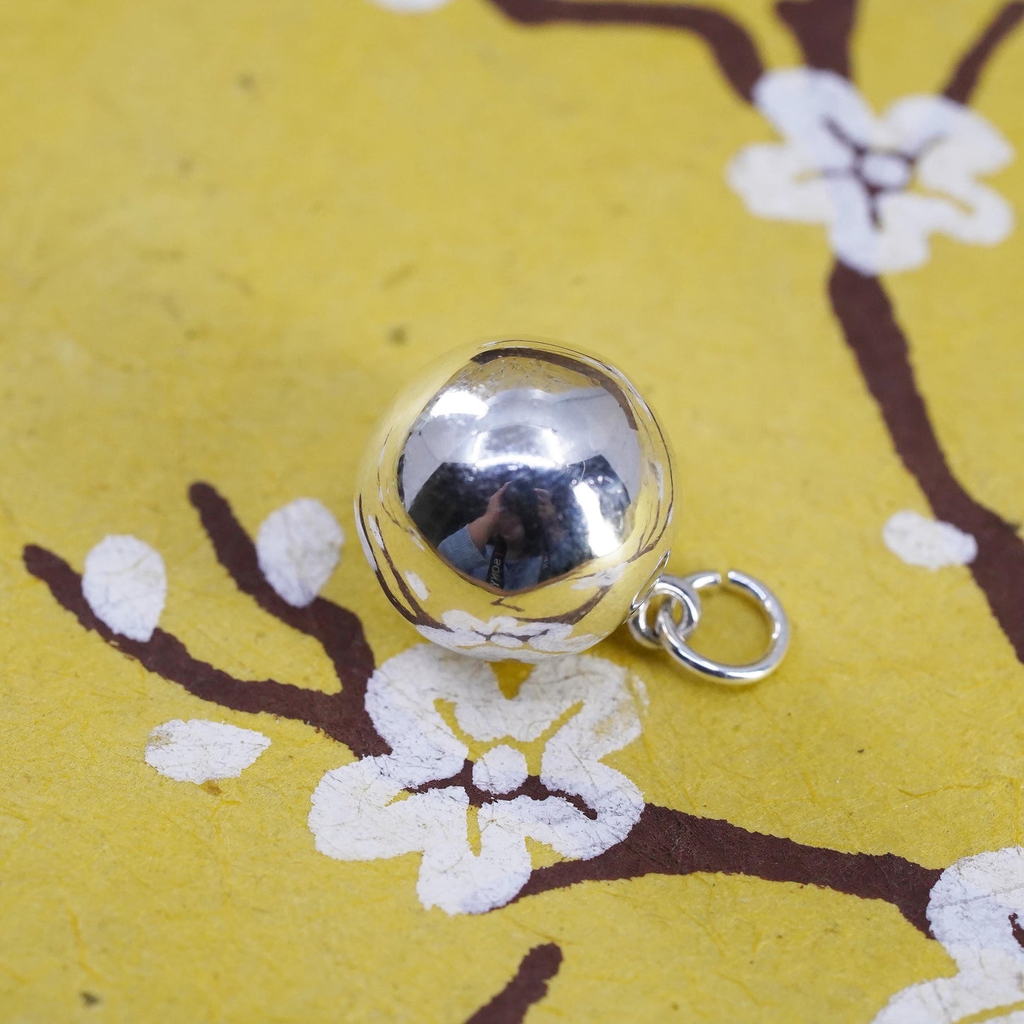 Vintage Sterling silver handmade ball charm, 925 bead charm pendant