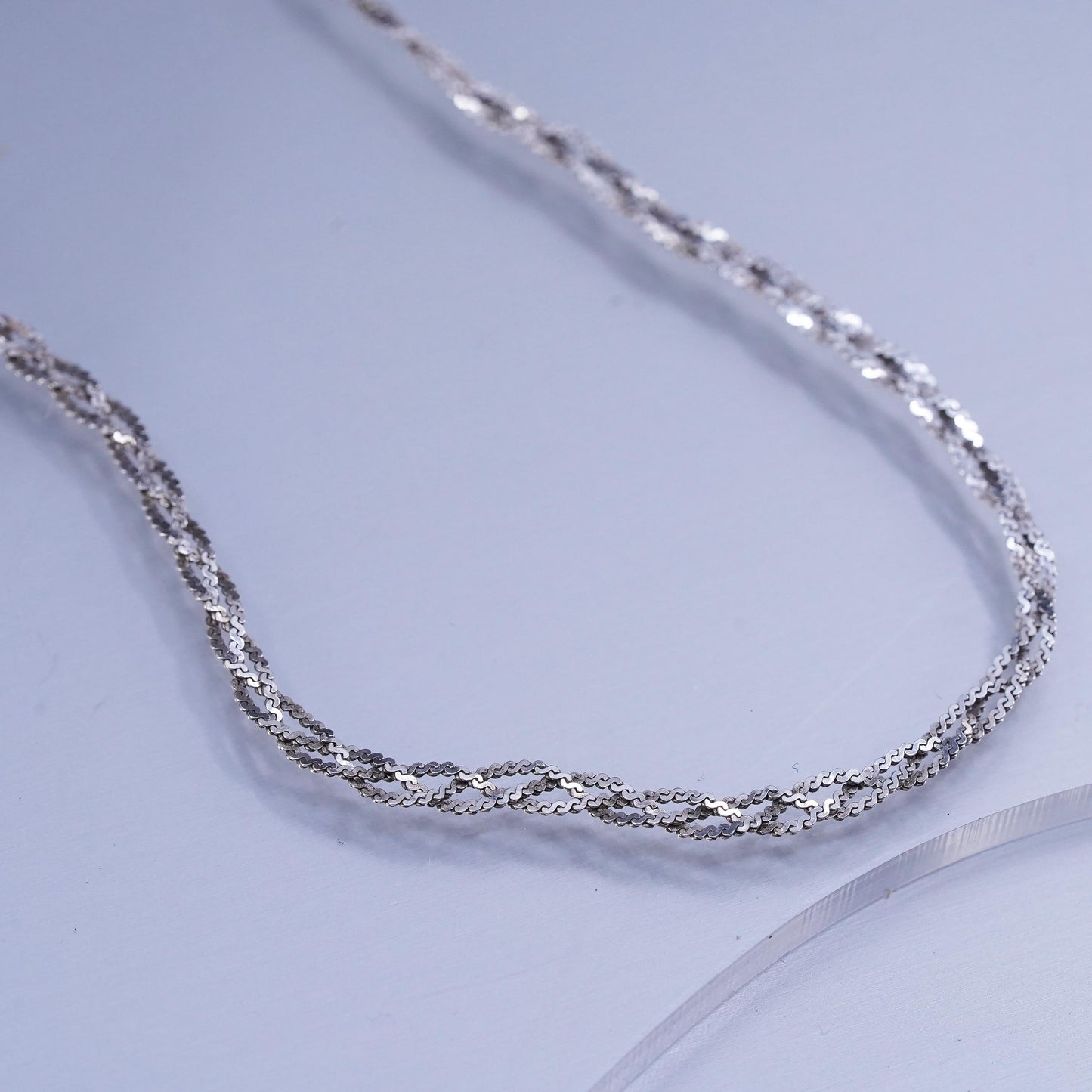 16”, vintage Sterling silver necklace, 925 s link woven braided chain