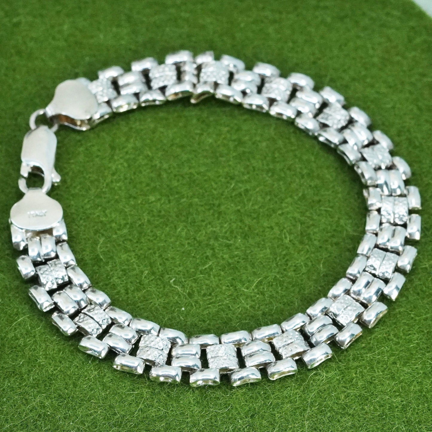 7”, 10mm, Vintage sterling 925 silver bold mens chain bracelet