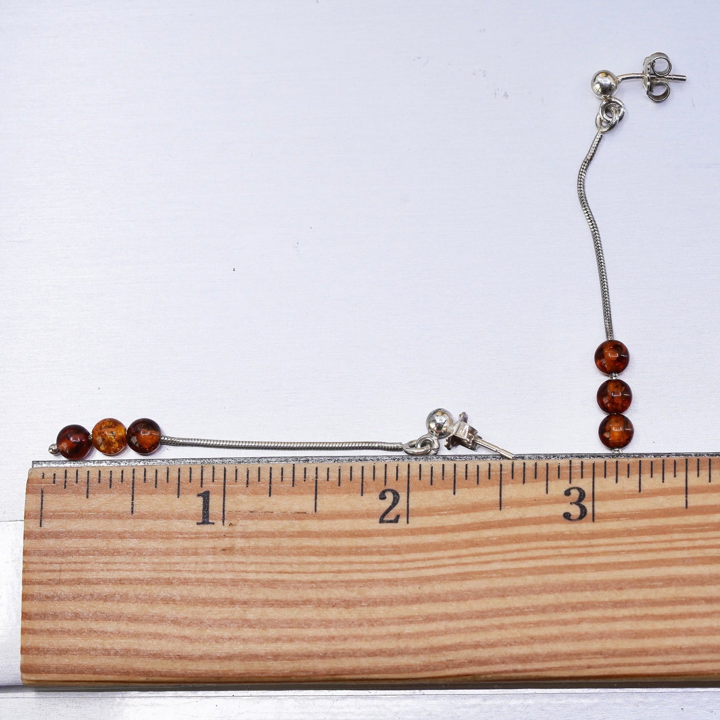 Vintage Sterling 925 silver handmade earrings with Amber beads