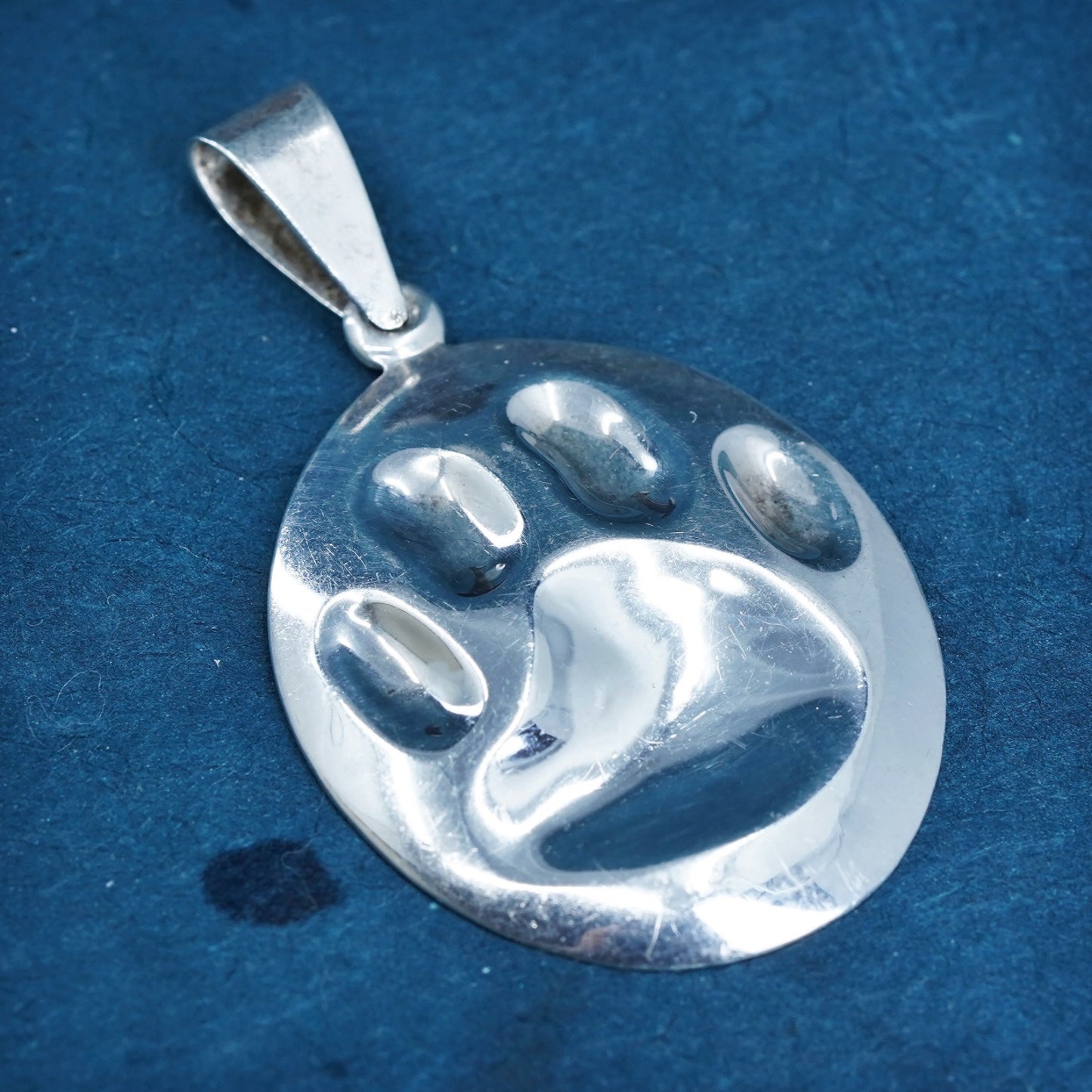 Vintage 925 Sterling Silver 925 handmade dog cat paw print pendnat