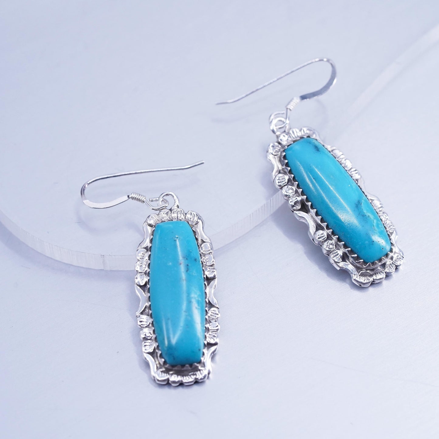Vintage Sterling 925 silver handmade earrings with turquoise
