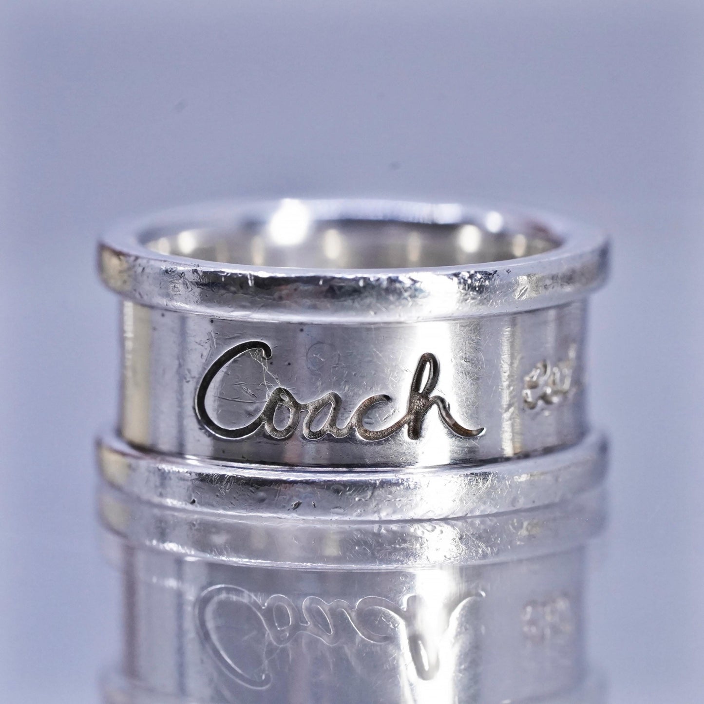 Size 6, vintage Coach Est 1941 Sterling 925 silver statement ring, band