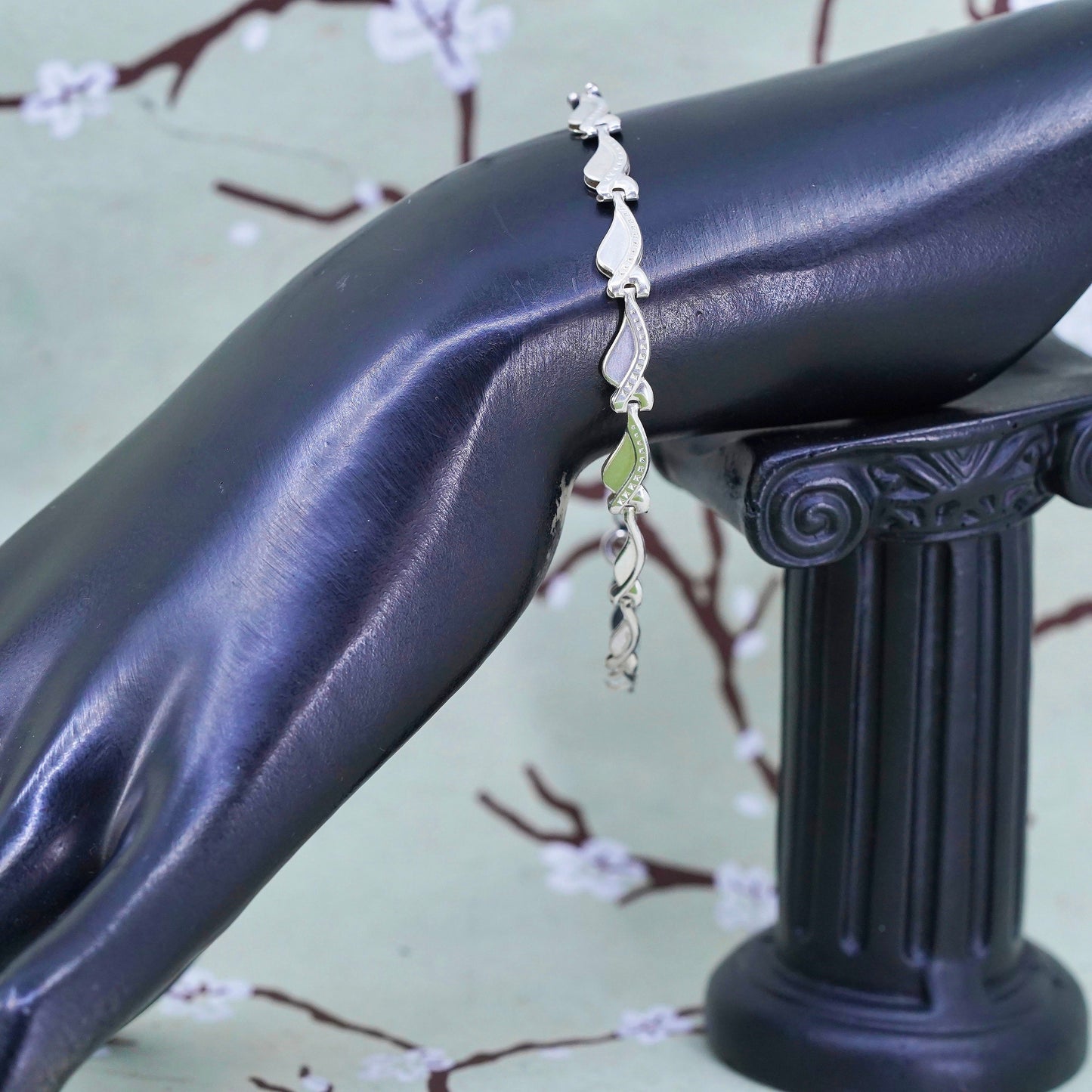 7.5", vintage Italy Sterling silver chain, 925 tennis bracelet