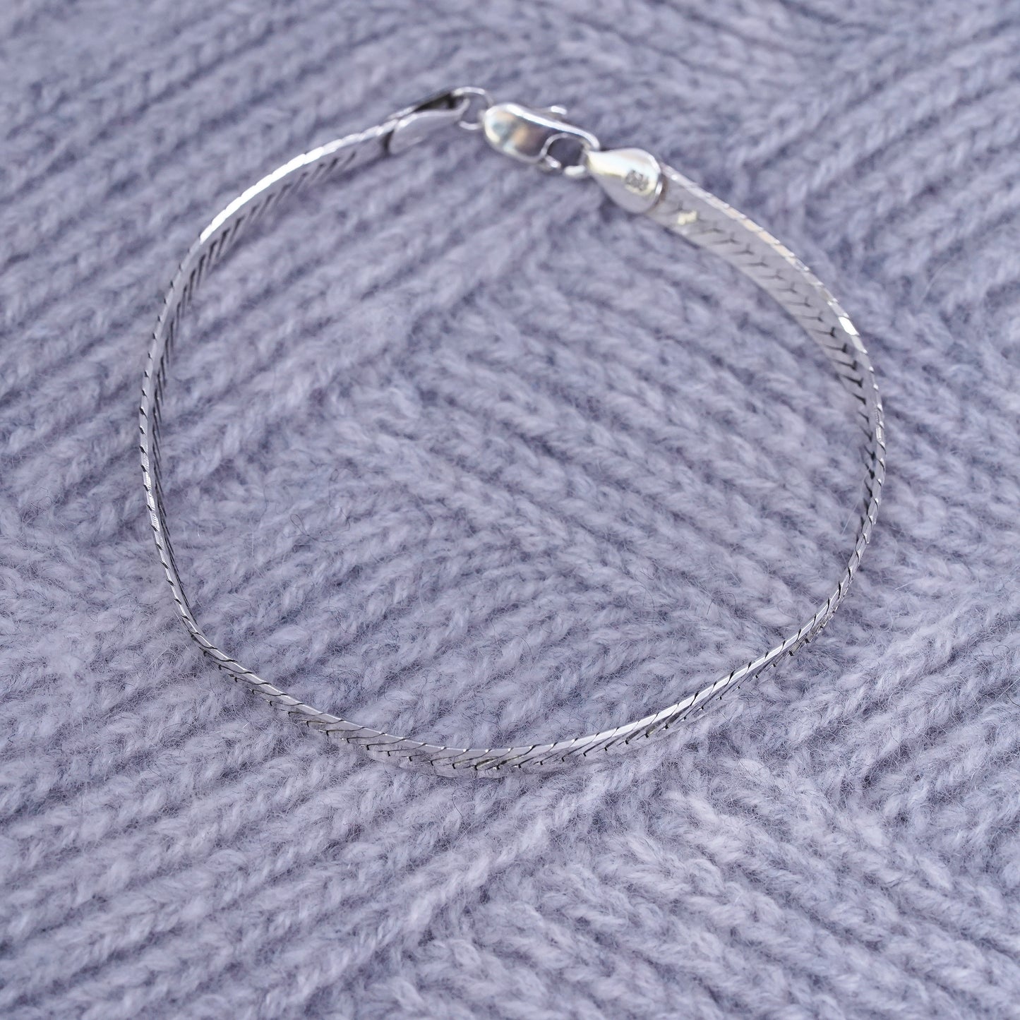 7.75", 5mm, vintage Sterling silver handmade bracelet, 925 herringbone link