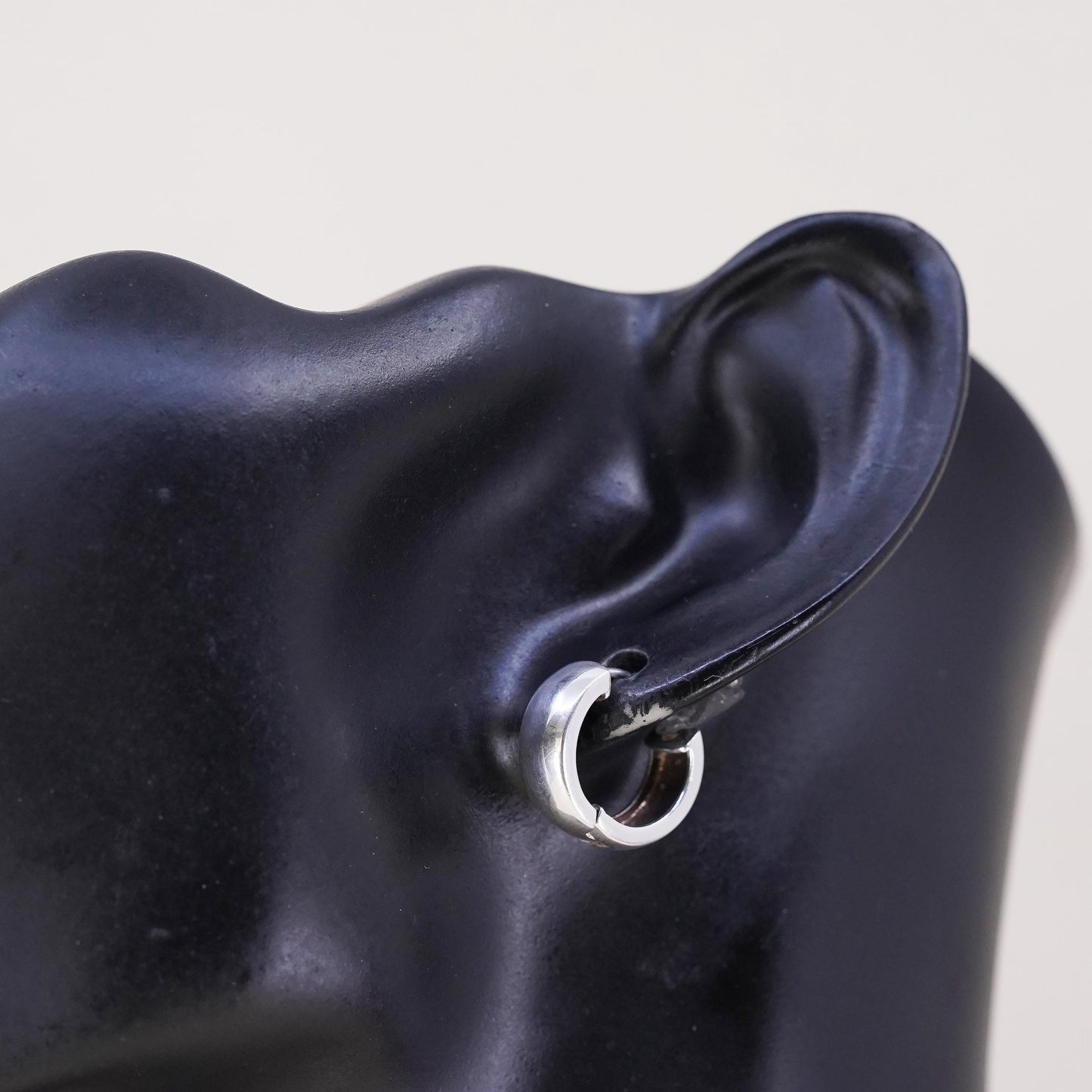 0.5”, Vintage sterling silver single earring, 925 huggie hoop