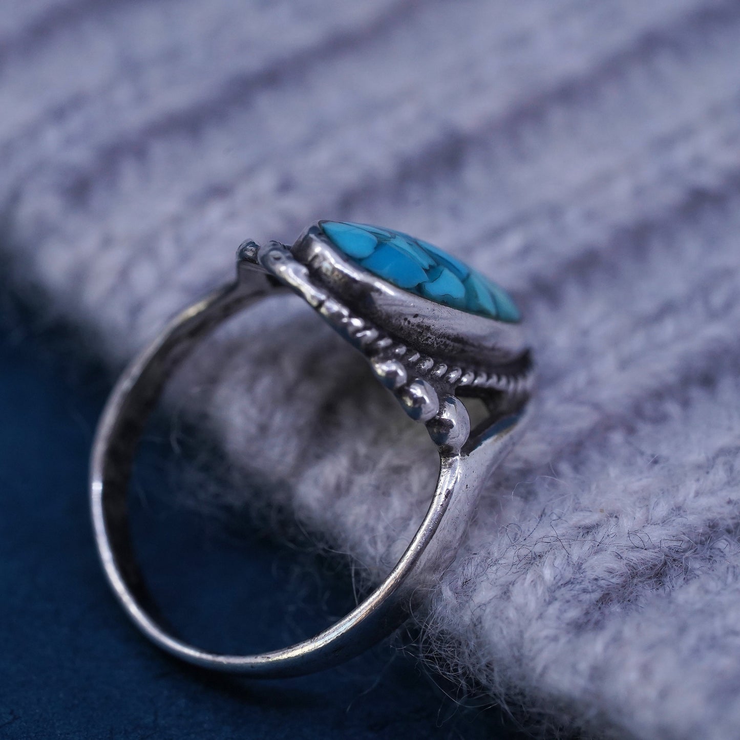 Size 7, Native American, southwestern Sterling silver handmade ring turquoise