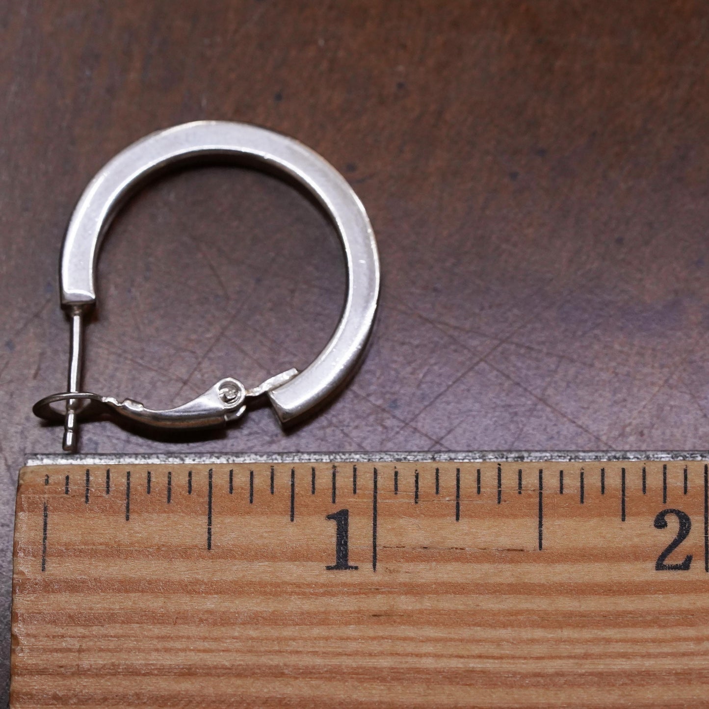 1", Vintage sterling silver single earring, textured minimalist primitive hoop