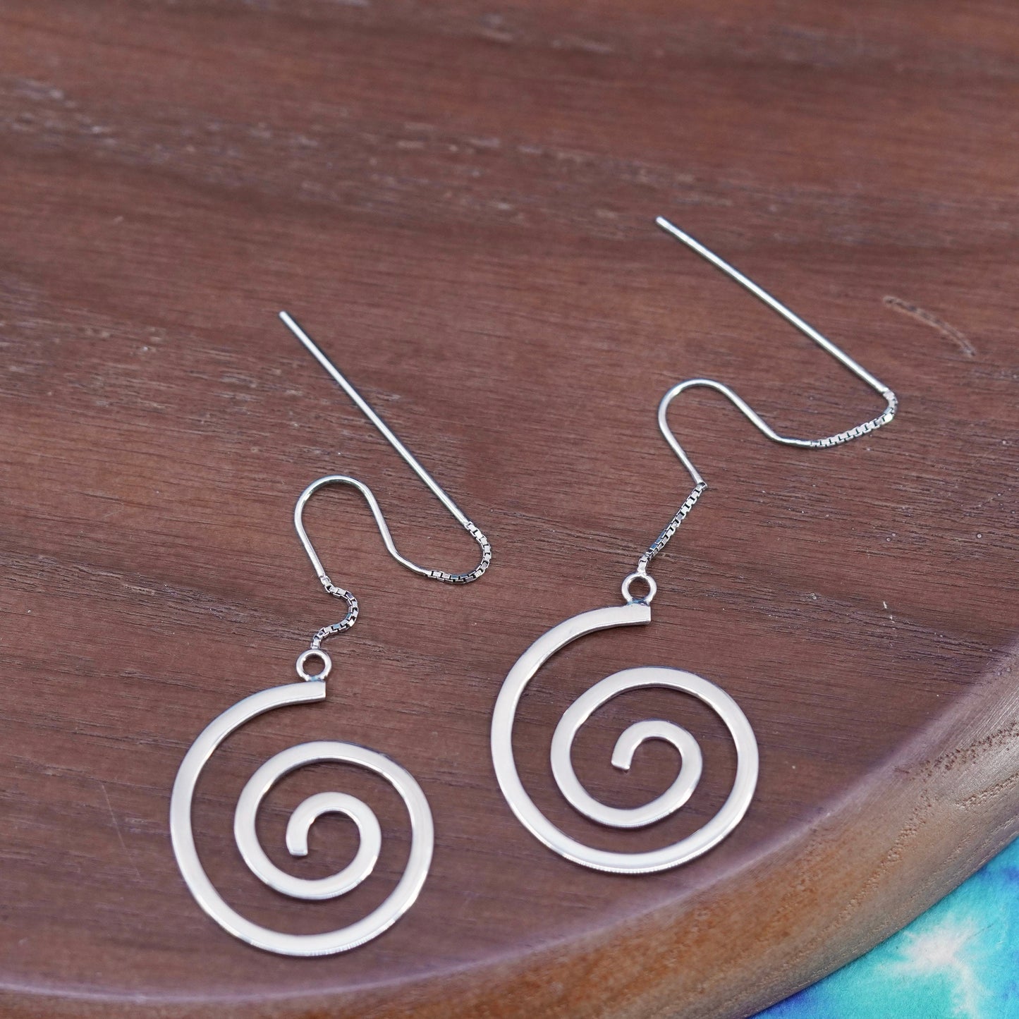 Vintage Sterling 925 silver handmade swirly spiral earrings