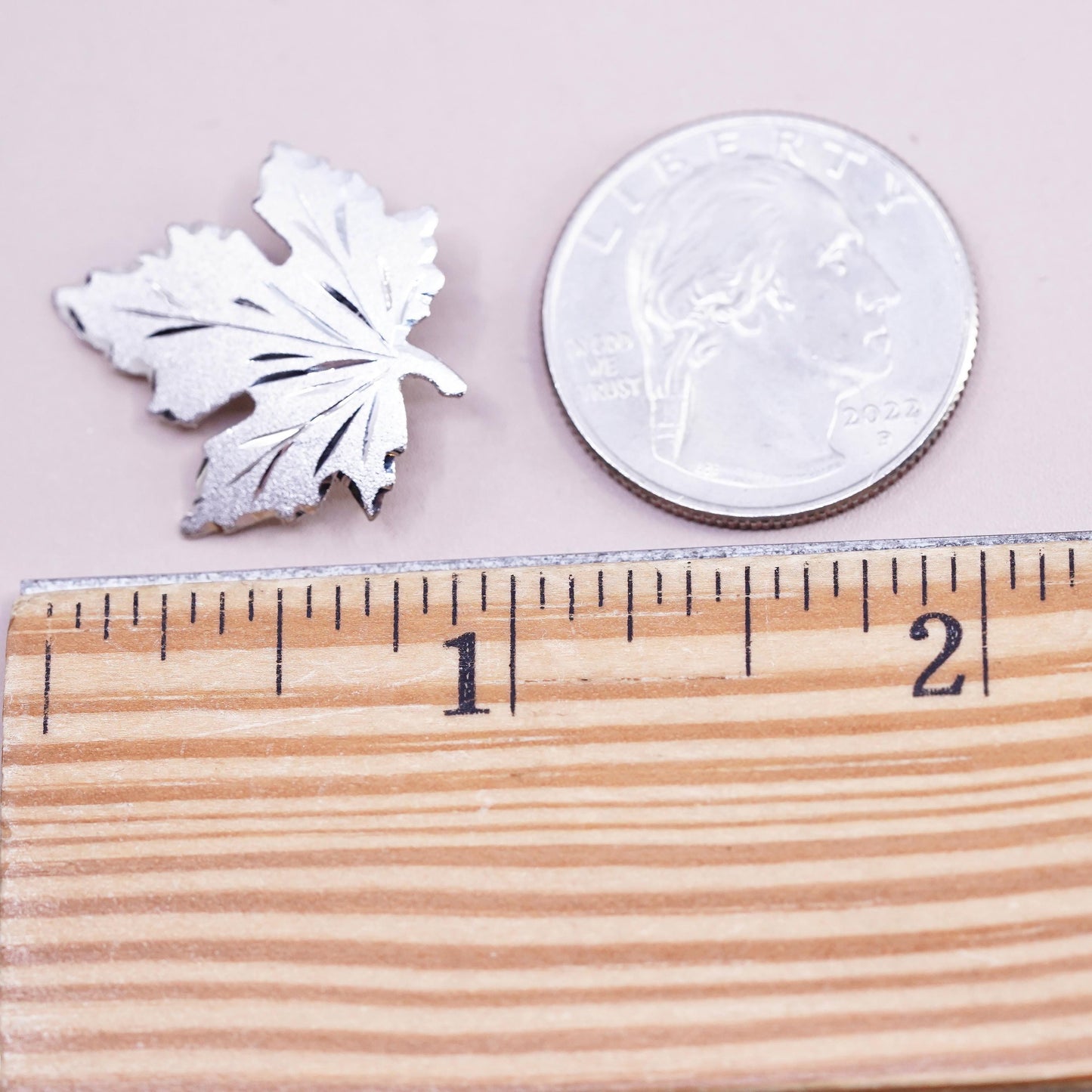 Vintage sterling silver brooch, 925 maple leaf pin, stamped bondboyd sterling