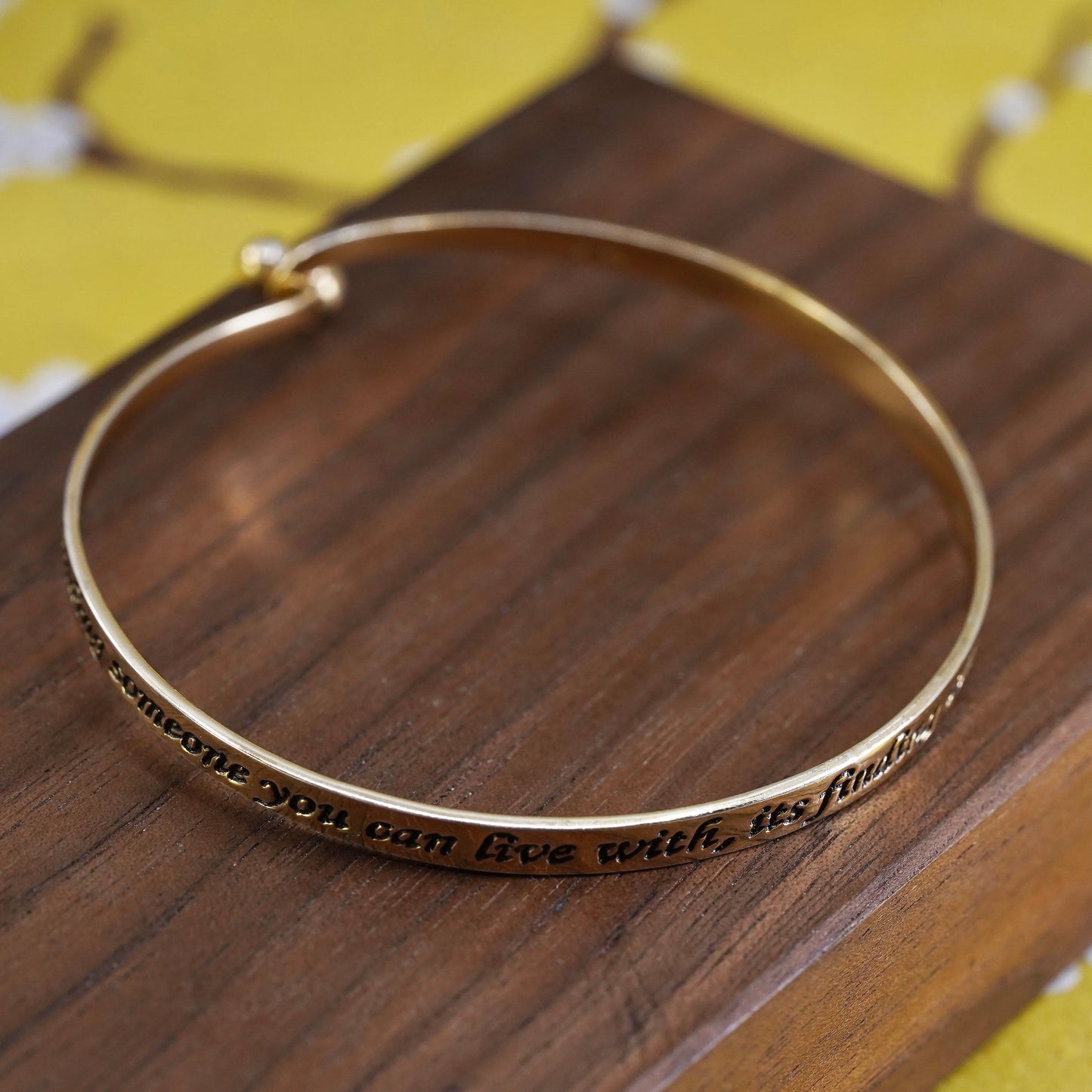 7", Vermeil gold over Sterling silver bracelet, 925 bangle “love is not finding