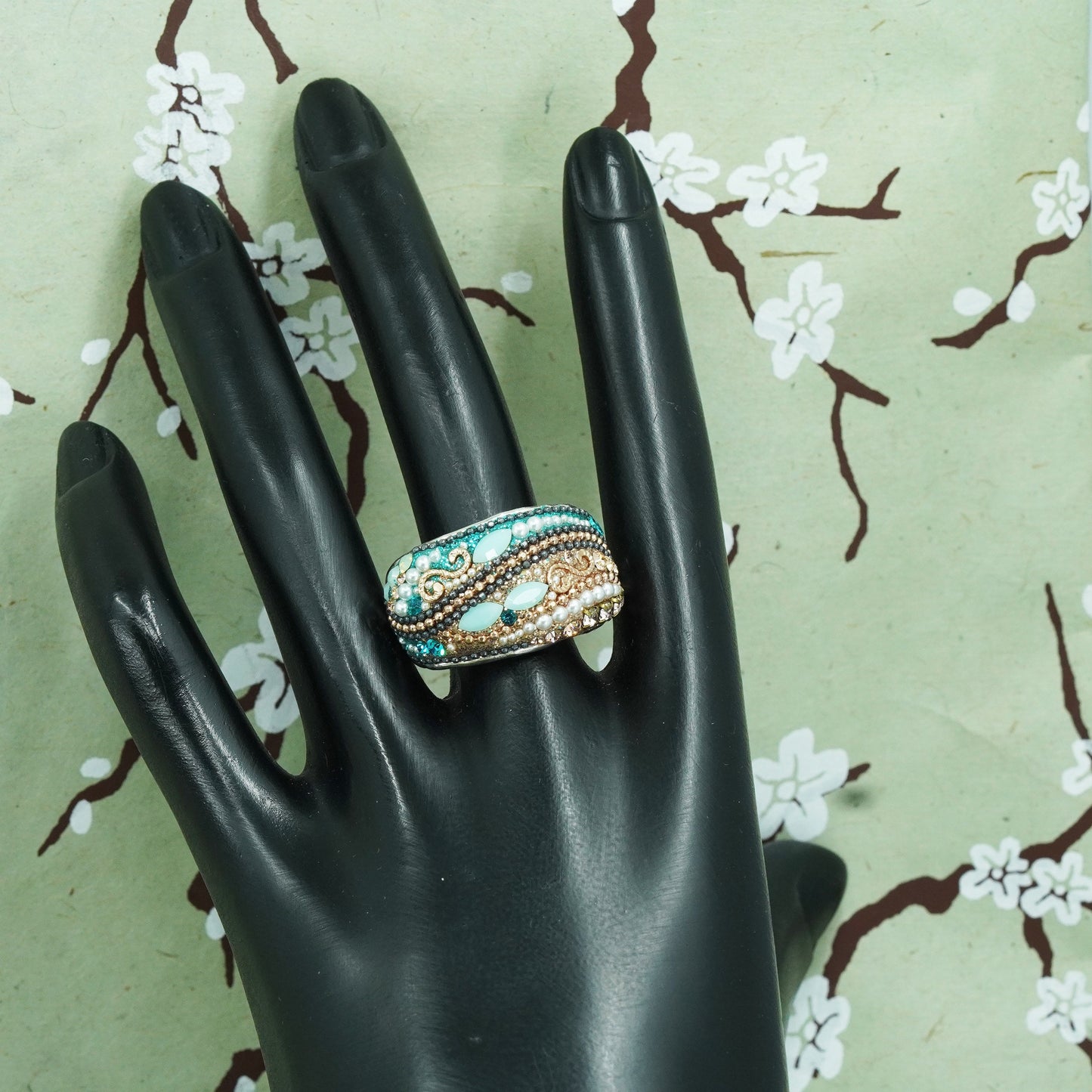Size 10.25, Israeli sterling silver ring O.S 925 Old Orit Schertzman In Stone