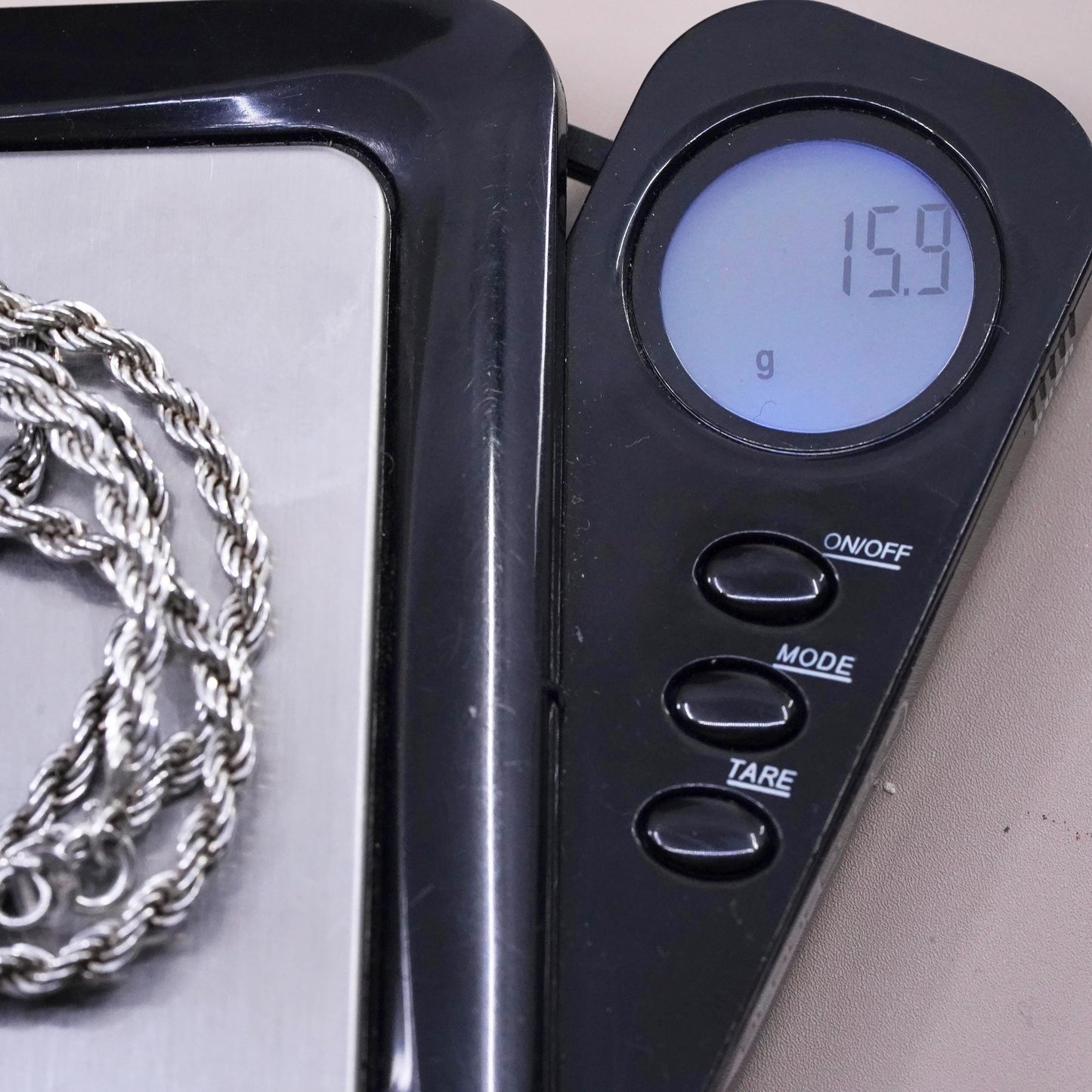 24", 3mm, vintage Sterling silver handmade necklace, 925 rope chain
