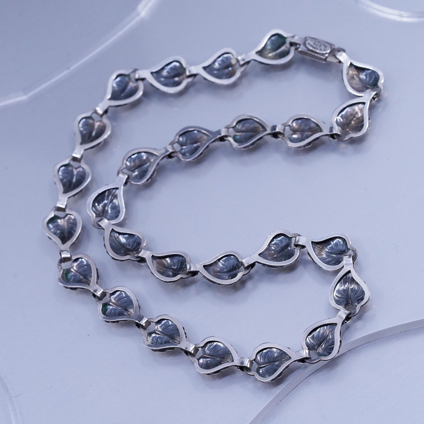 15”, Danish Hermann Siersbol Sterling silver necklace, 925 leafy choker collar