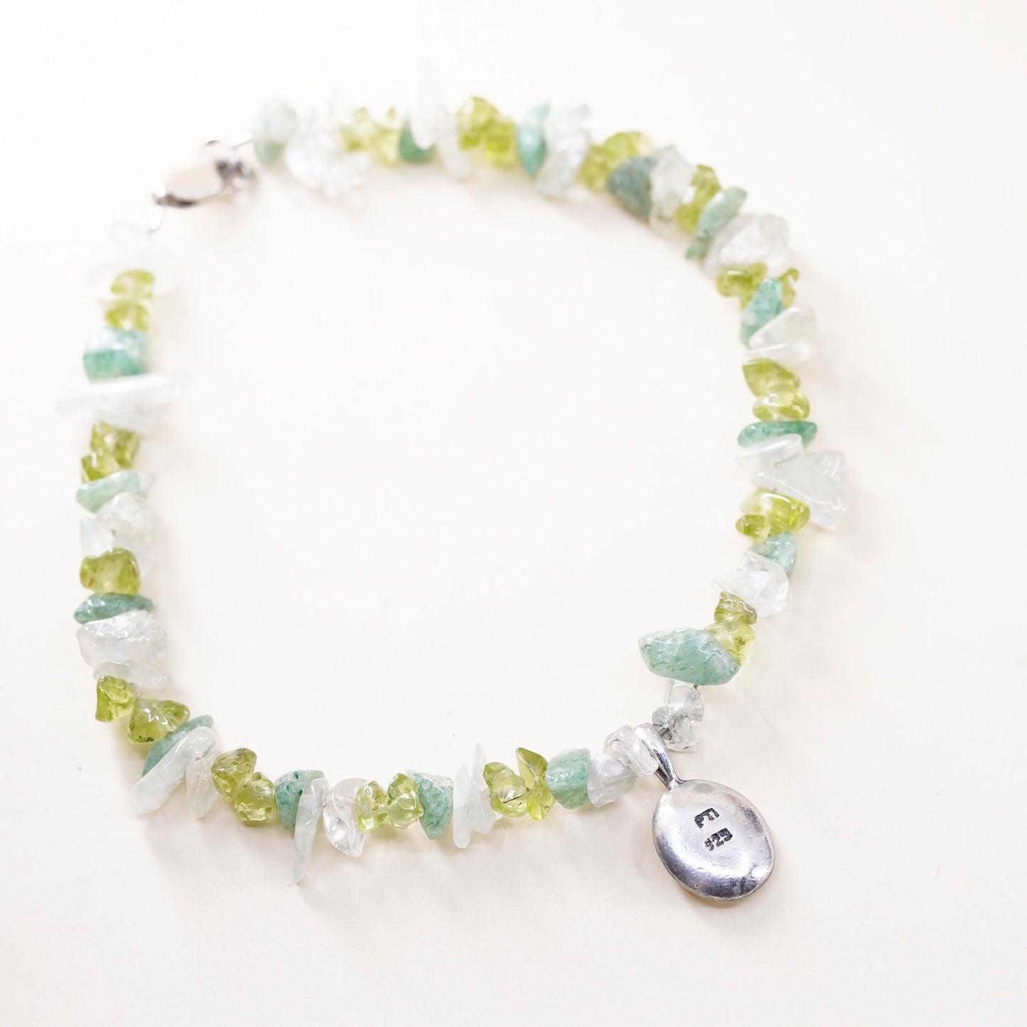7.5”, peridot citrine agate beads sterling 925 silver bracelet friends charm
