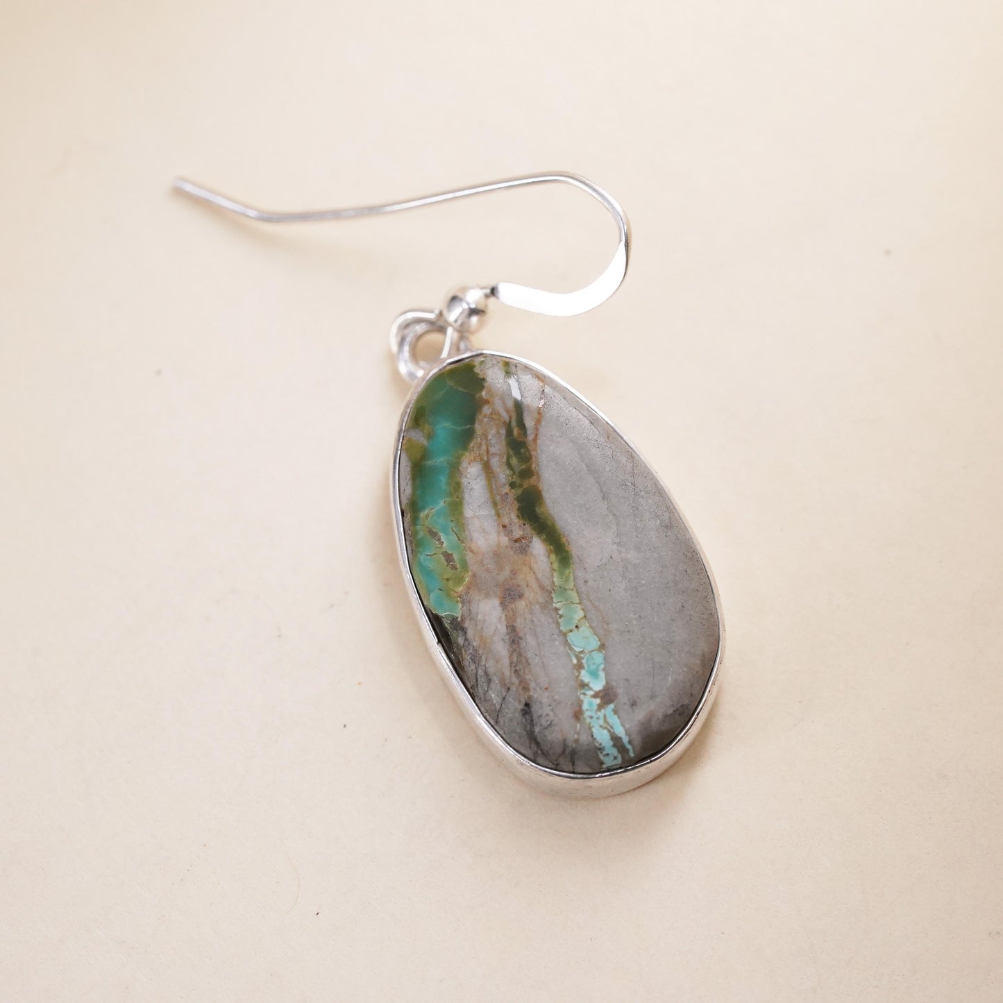 Native American Joe Delgarito single earring Sterling 925 silver pendant Jasper