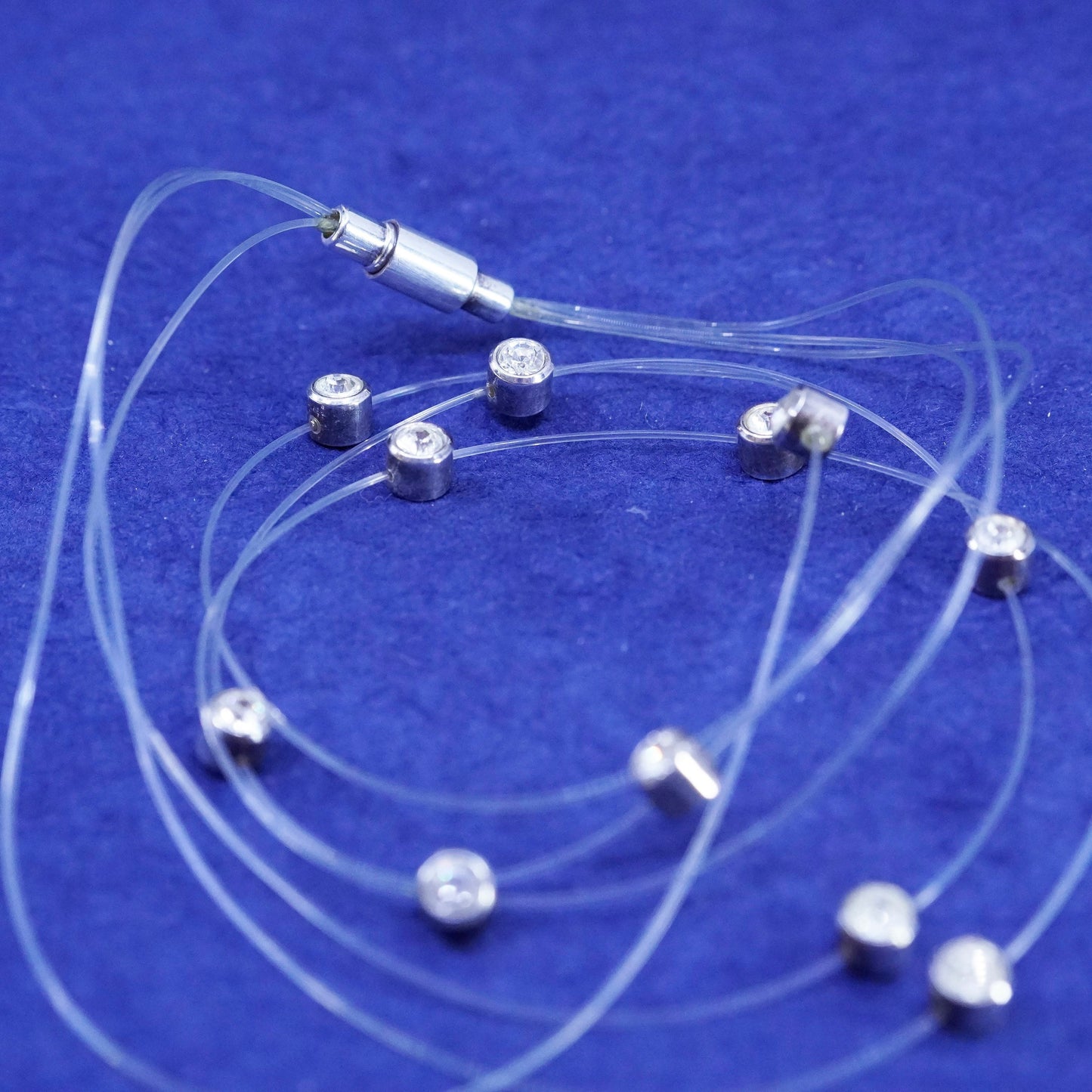 16”, handmade necklace with sterling 925 silver cz beads, and magnetic closure