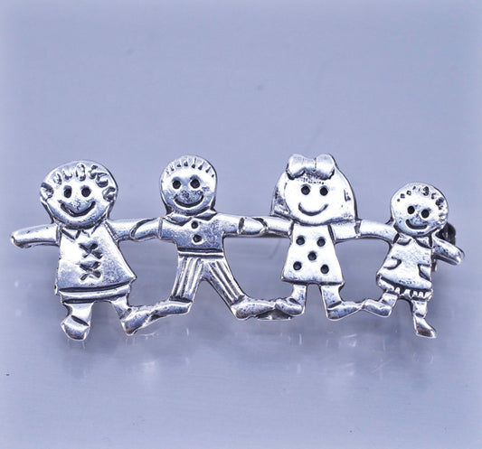 Vintage sterling silver handmade brooch, 925 save the children