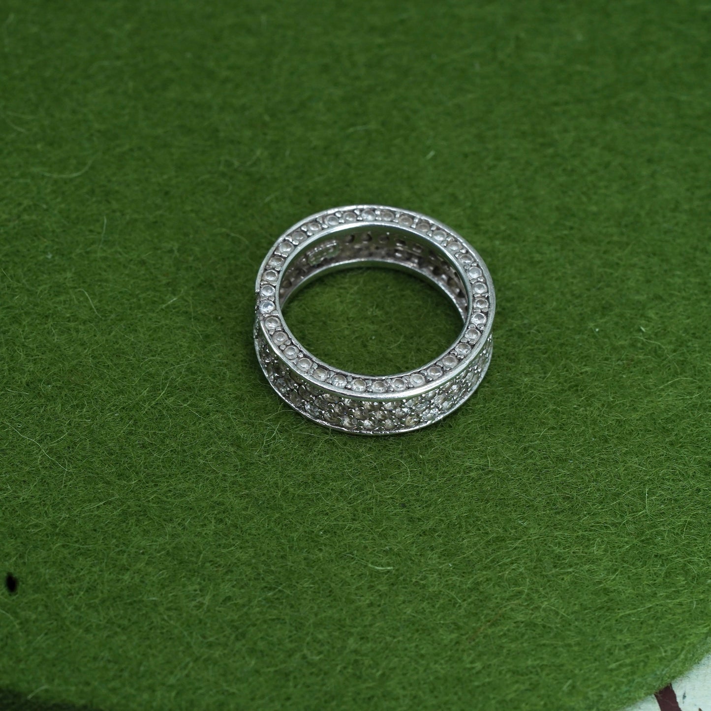 Size 7, vintage Sterling silver engagement ring, 925 band with cluster Cz