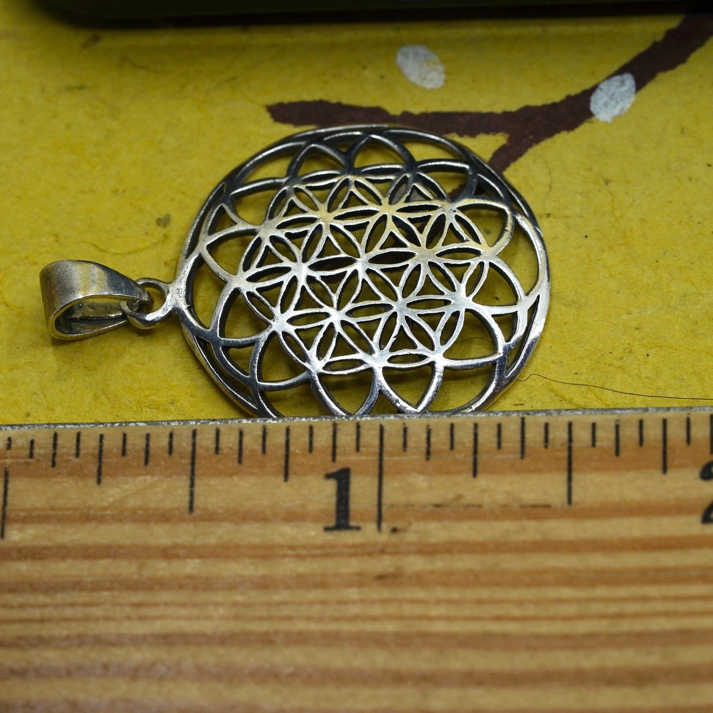 Vintage Sterling silver handmade woven pendant, 925 braided circle charm