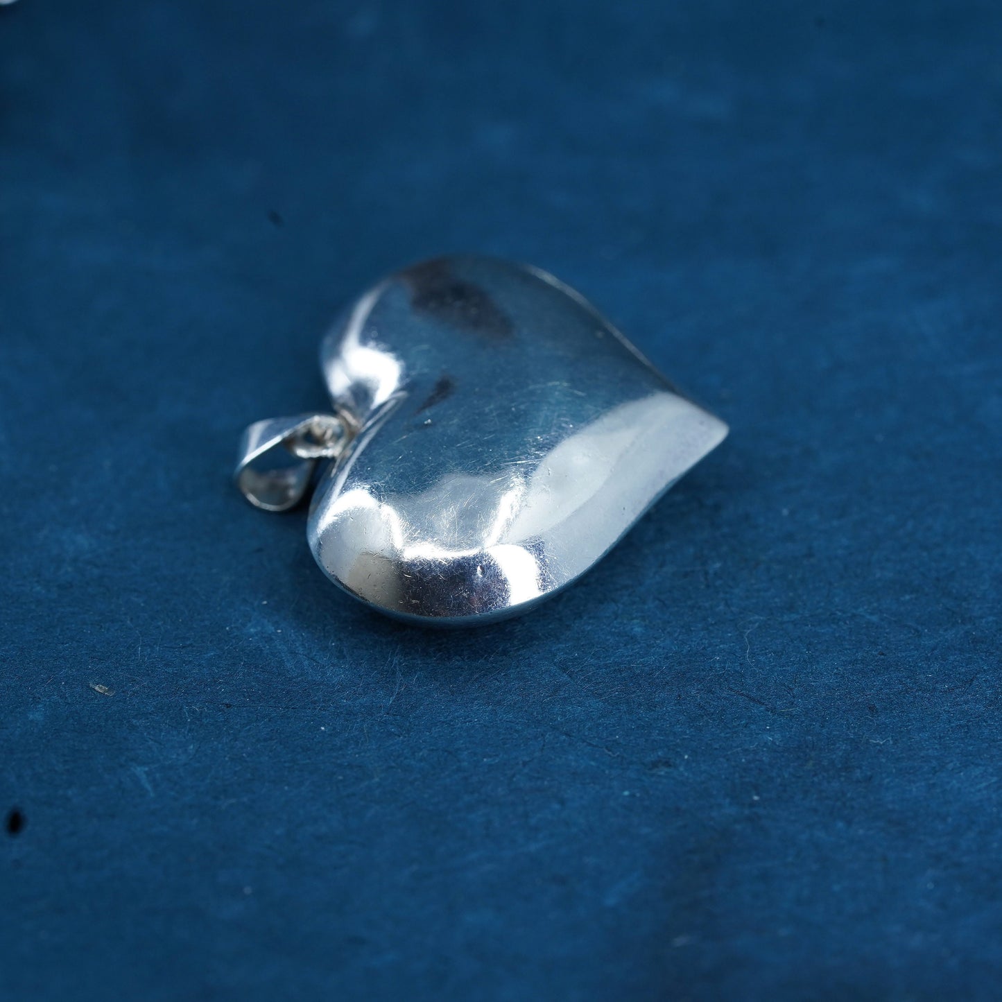 Vintage Sterling silver handmade pendant, puffy 925 silver heart
