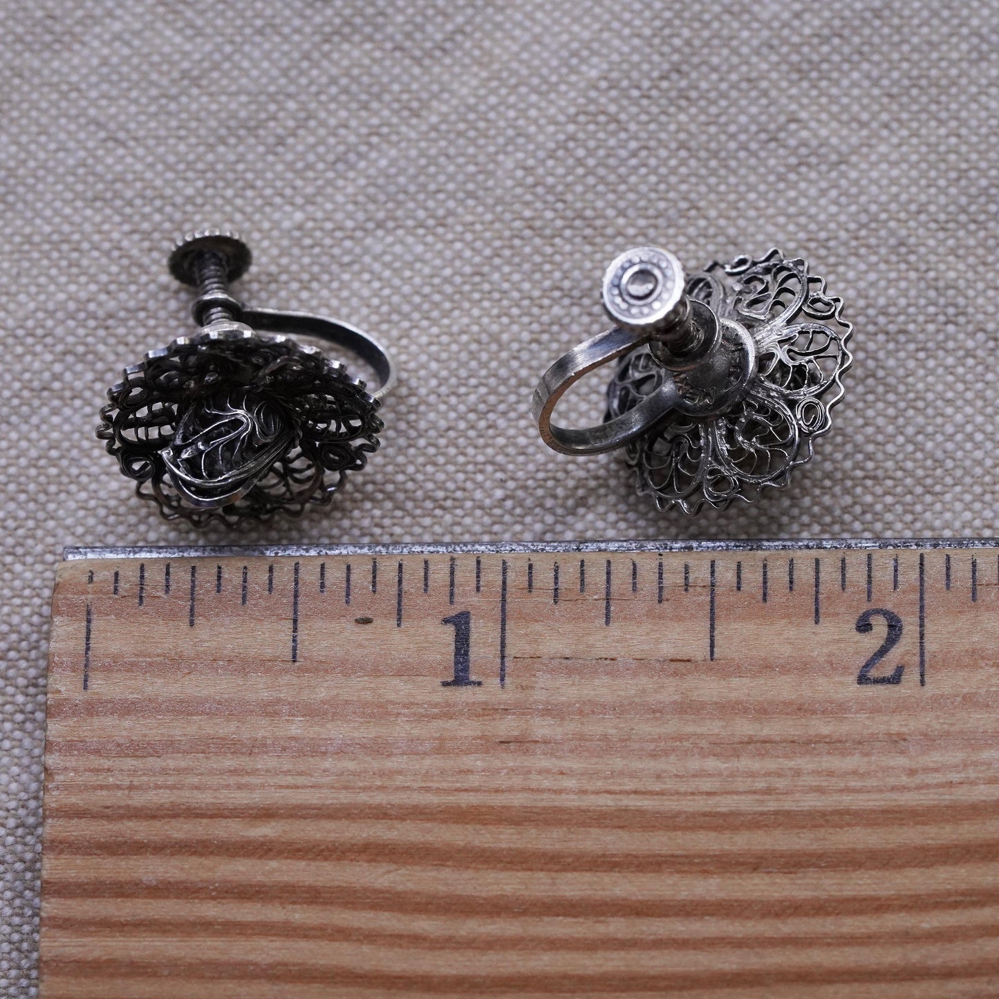 Mexican Sterling silver earrings, southwestern 925 sombrero hat screw back
