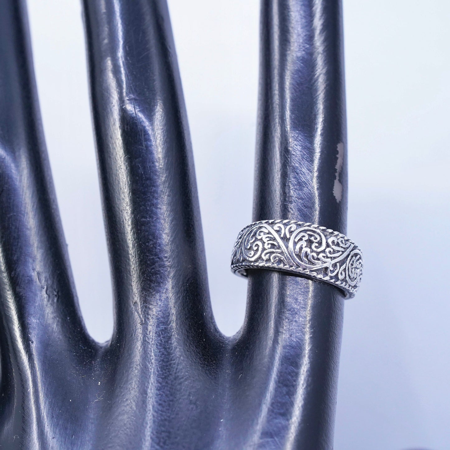 Size 5, southwestern Sterling 925 silver ring, woven braided textured band