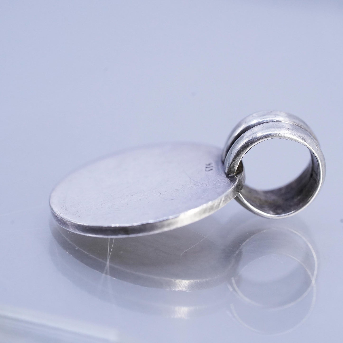 Mexico Sterling 925 silver circle charm pendant, initial monogram "SCL"