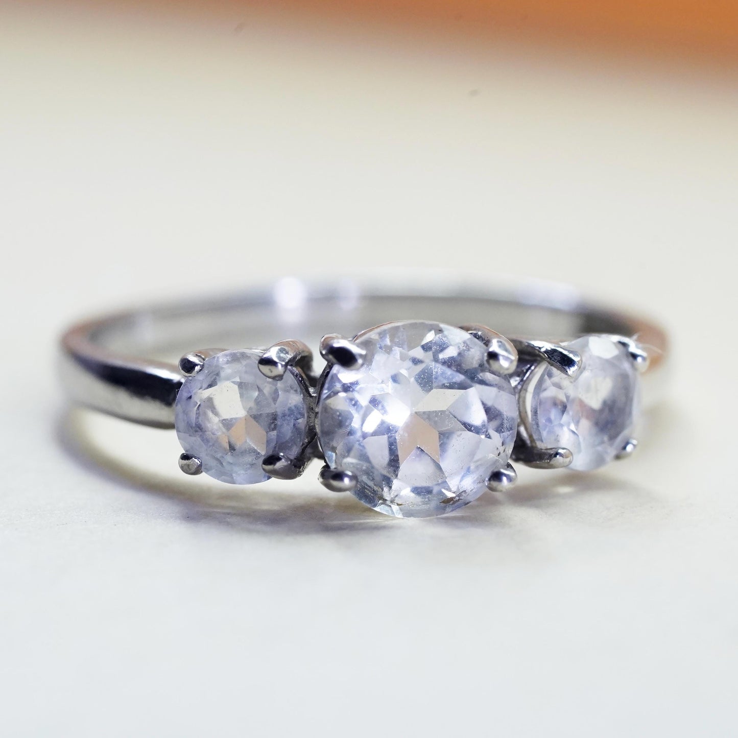 Size 6.5, Vintage sterling silver ring, 925 band with cz