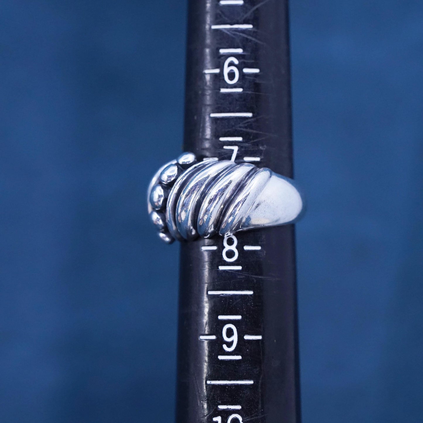 Size 7, VTG Silpada Sterling 925 Silver Beaded Dot Swirl Dome Band Ring Retired