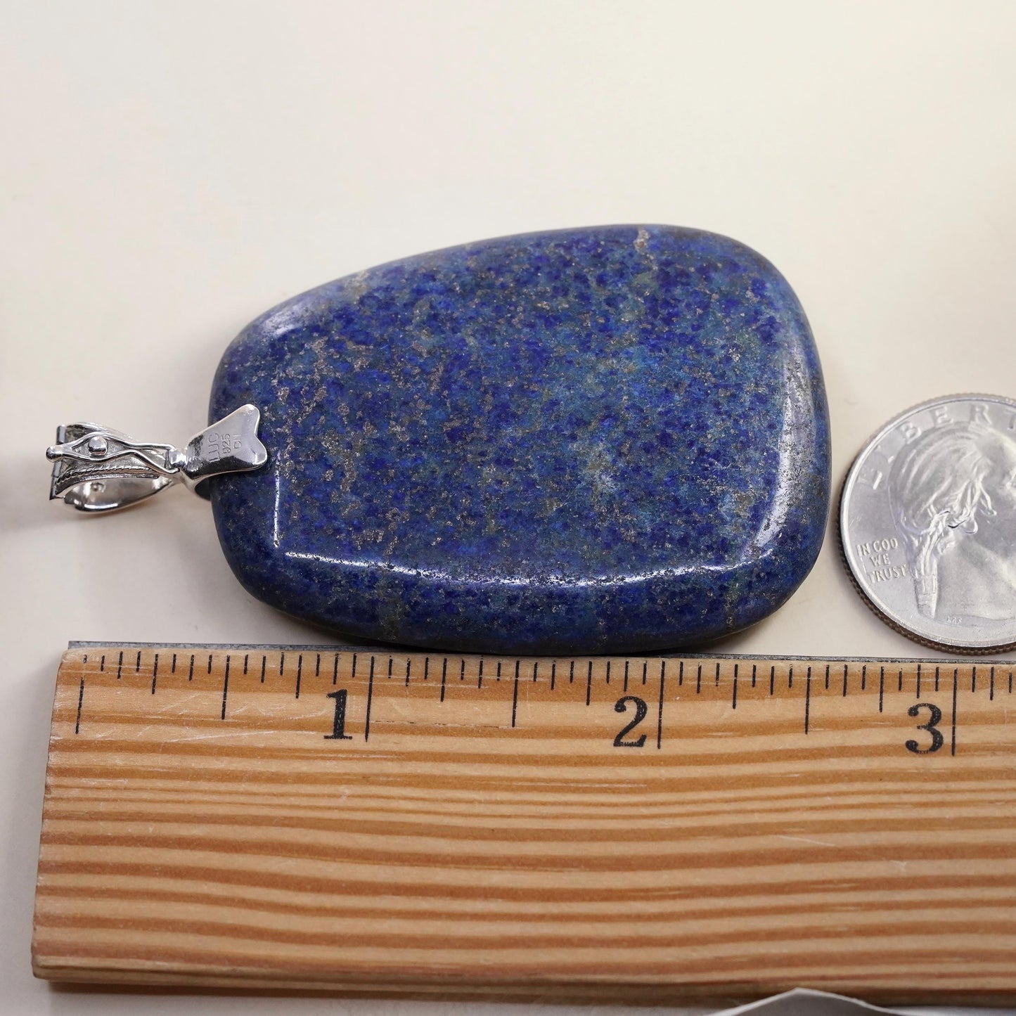 Vintage LUC Lucas Lameth Sterling silver huge pendant, 925 lapis lazuli charm