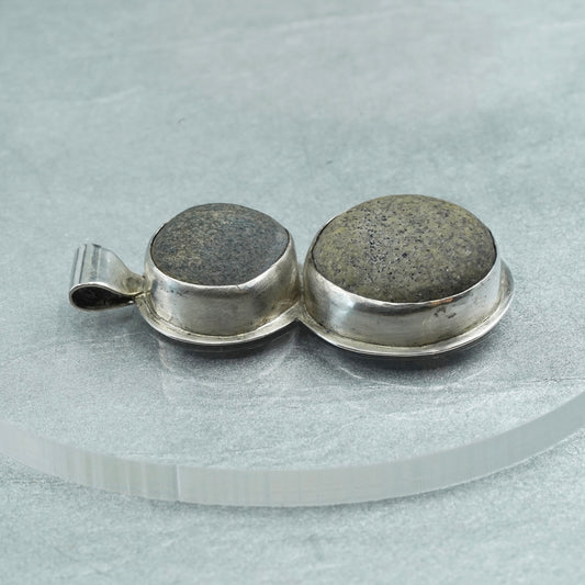 Vintage sterling 925 silver handmade pendant with rocks