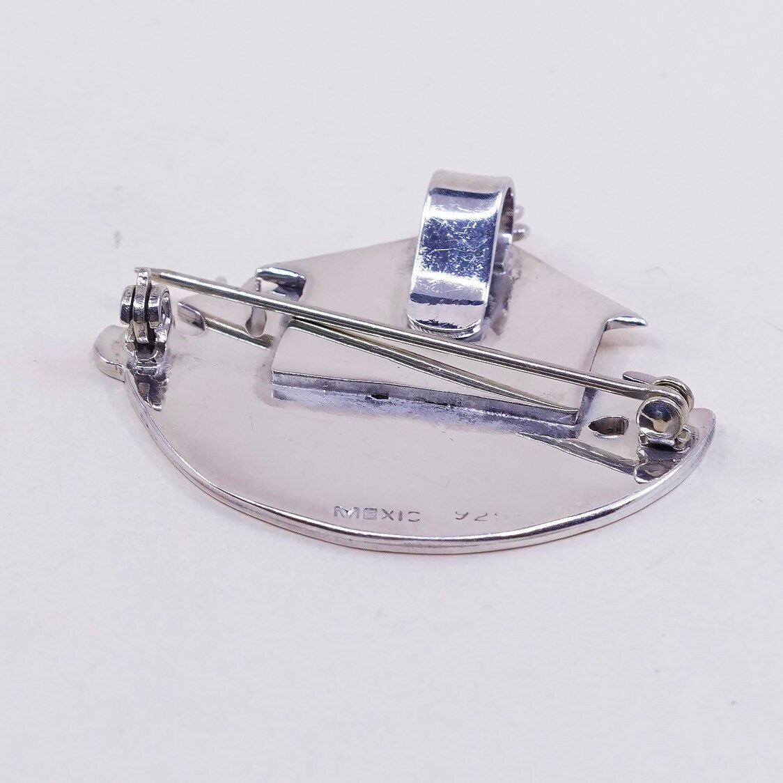 Vintage Sterling silver Handmade brooch, 925 silver Noah’s ark pin, stamped 925 mexico