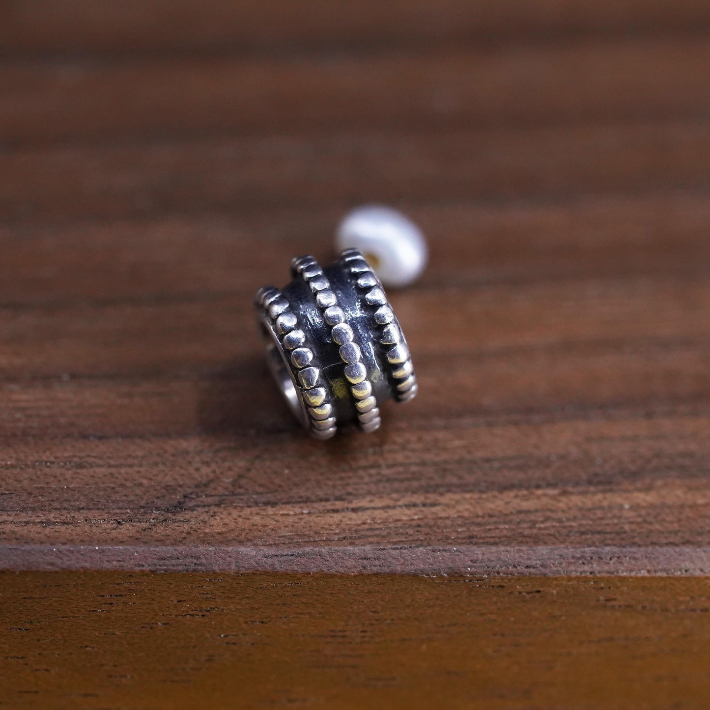 Vintage Sterling 925 silver handmade charm with pearl bead