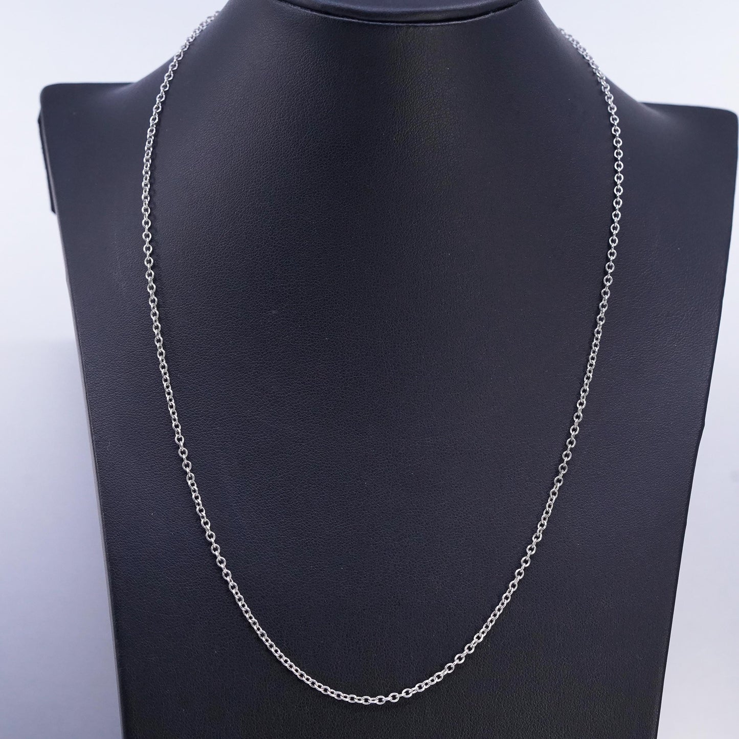 18+2" 2mm, vintage Sterling 925 silver circle chain necklace